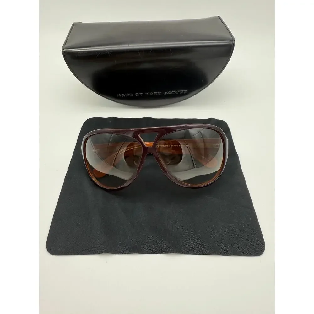 Marc by Marc Jacobs Dark Brown Navigator Goggle Chic Sunglasses w/ Case OUY902